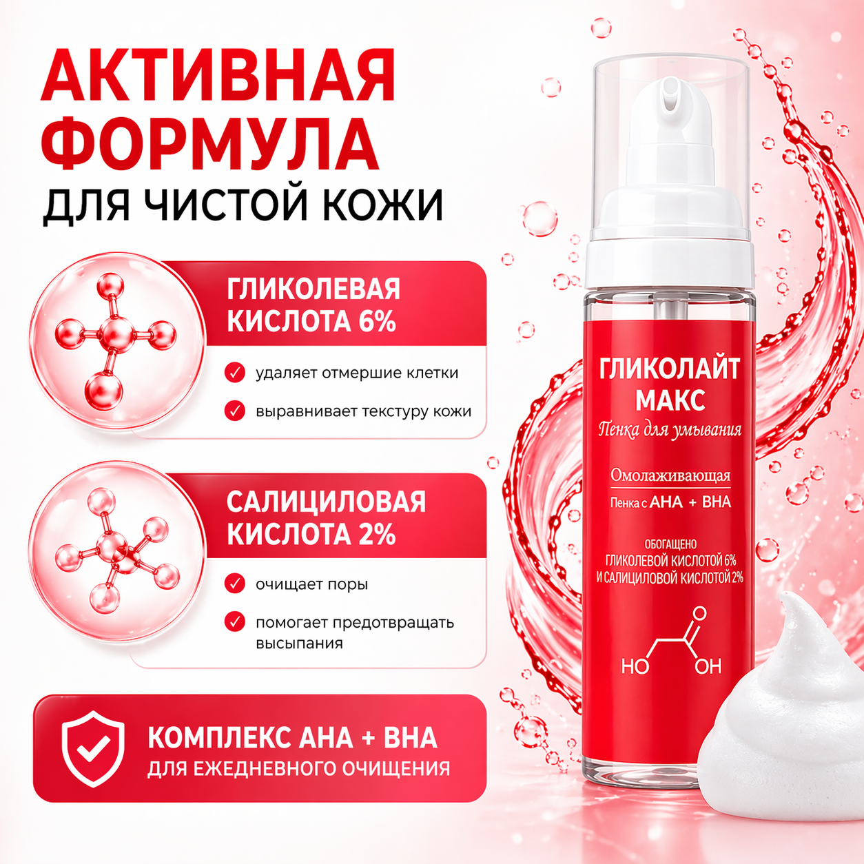 Гликолайт Макс пенка, 200 мл